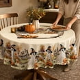 thumbnail image 5 of 59.8 Inch Round Fall Thanksgiving Halloween Polyester Tablecloth Maple Leaf Ghost Pumpkin Print Waterproof Wrinkle Resistant Circular Table Cover for Dining Table Farmhouse Holiday Party Decor, 5 of 7