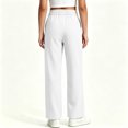 thumbnail image 7 of Resicozy Girls High Waised Dress Pants Wide Leg School Uniform Trouser, Casual Button Zipper Trousers with Pockets, Stretch Slacks White 120, 7 of 7