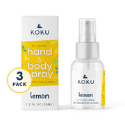 KOKU Citrus Hand & Body Spray | Lemon Scent | Three 1.2-Ounce Travel-Size Spray Bottles