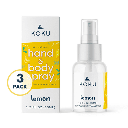 KOKU Citrus Hand & Body Spray | Lemon Scent | Three 1.2-Ounce Travel-Size Spray Bottles