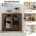 thumbnail image 4 of Weselon Mid Century Small Corner Storage Cabinet with 2 Glass Doors, Brown, 4 of 9
