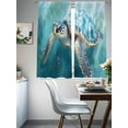 thumbnail image 3 of Marine Animal Sheer Curtains 72 Inch Long 2 Panels, Ocean Turtle Modern Art Abstract Style Light Filtering Rod Pocket Curtains, Sheer Voile Drapes for Living Room Bedroom, 52"x72", 3 of 8