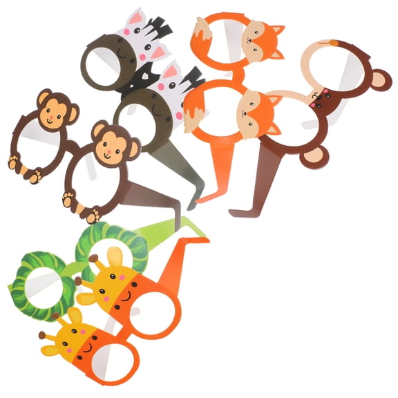WEUVEB 12Pcs Funny Animal Paper Glasses for Jungle Party Bag Fillers