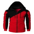 thumbnail image 1 of Men‘s Hoodie Pullover Jacket  Contrt Color Long Sleeve Zipper Closure Sweatshirt Loose Drawstring Coat, 1 of 4