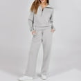 thumbnail image 5 of Fgvctg Womens Sweatsuits Set 2 Piece Tracksuits Set Half Zip Sweatshirt Fleece Wide Leg Sweatpant Winter Casual Jogger Lounge Sweatsuit with Pockets Gray XL, 5 of 6