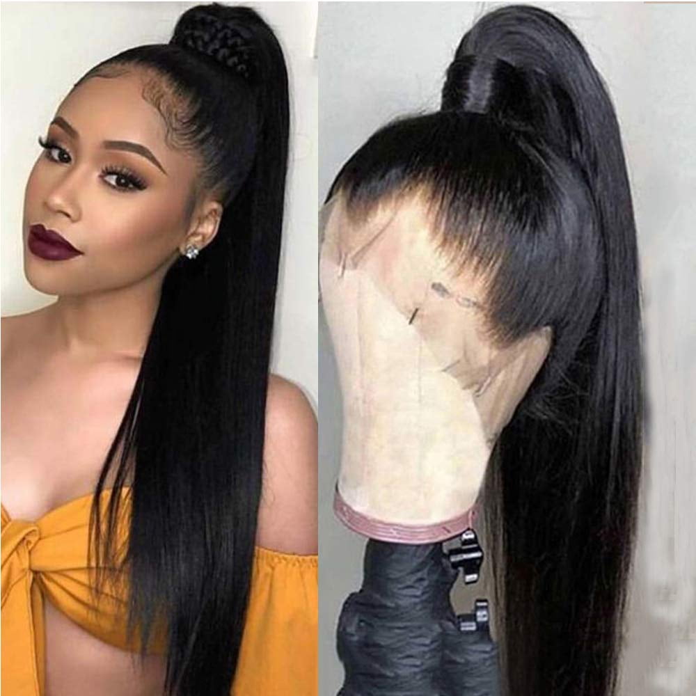 360 Lace Front Wigs Human Hair Pre Plucked Straight Transparent Frontal Wigs for Black Women(Natural Color,18 inch) 360 Lace Front Wigs Human Hair Pre Plucked Straight Transparent Frontal Wigs for Black Women(Natural Color,18 inch)
