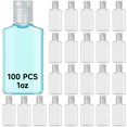 thumbnail image 1 of Botellas pequeñas de plástico con tapa abatible de 1 oz (paquete de 100) - Envases de viaje transparentes y rellenables para champú, loción corporal y cremas cosméticas, 1 of 7