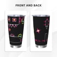 thumbnail image 3 of Lsque Geometry Dash Pattern 20oz Car Cup with Lid and Straw, Insulated Coffee Cup with Straw Topper, Spill Proof Travel Coffee Mug, Stainless Steel Tumble, 3 of 8