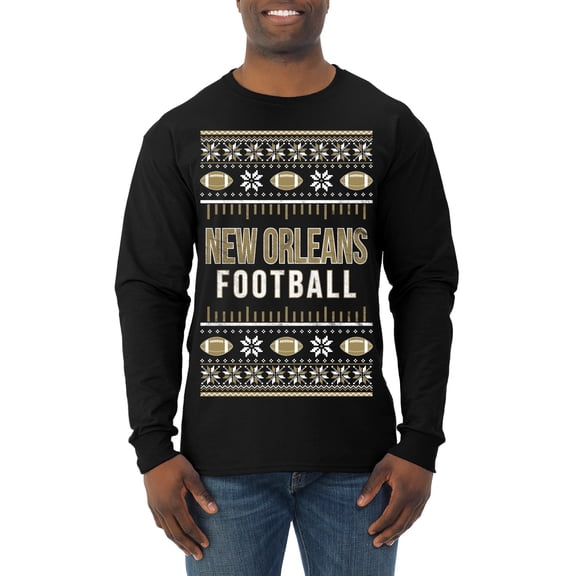 Wild Bobby City of New Orleans NOLA American Football Fantasy Fan Sports Men Long Sleeve Shirt, Black, Small
