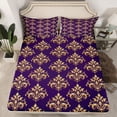 thumbnail image 2 of Homewish Rustic Victorian Flower Twin Sheet Sets,Baroque Pattern Twin Fitted Sheet,Gold Damask Print Flat Sheet For Adult,Luxury Bedroom Decor,3 Pieces, 2 of 7
