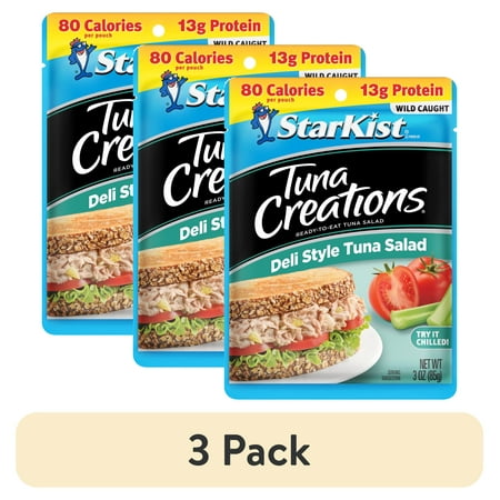 (3 pack) StarKist Tuna Creations Deli Style Tuna Salad Wild Caught 13g Protein 3 oz Pouch