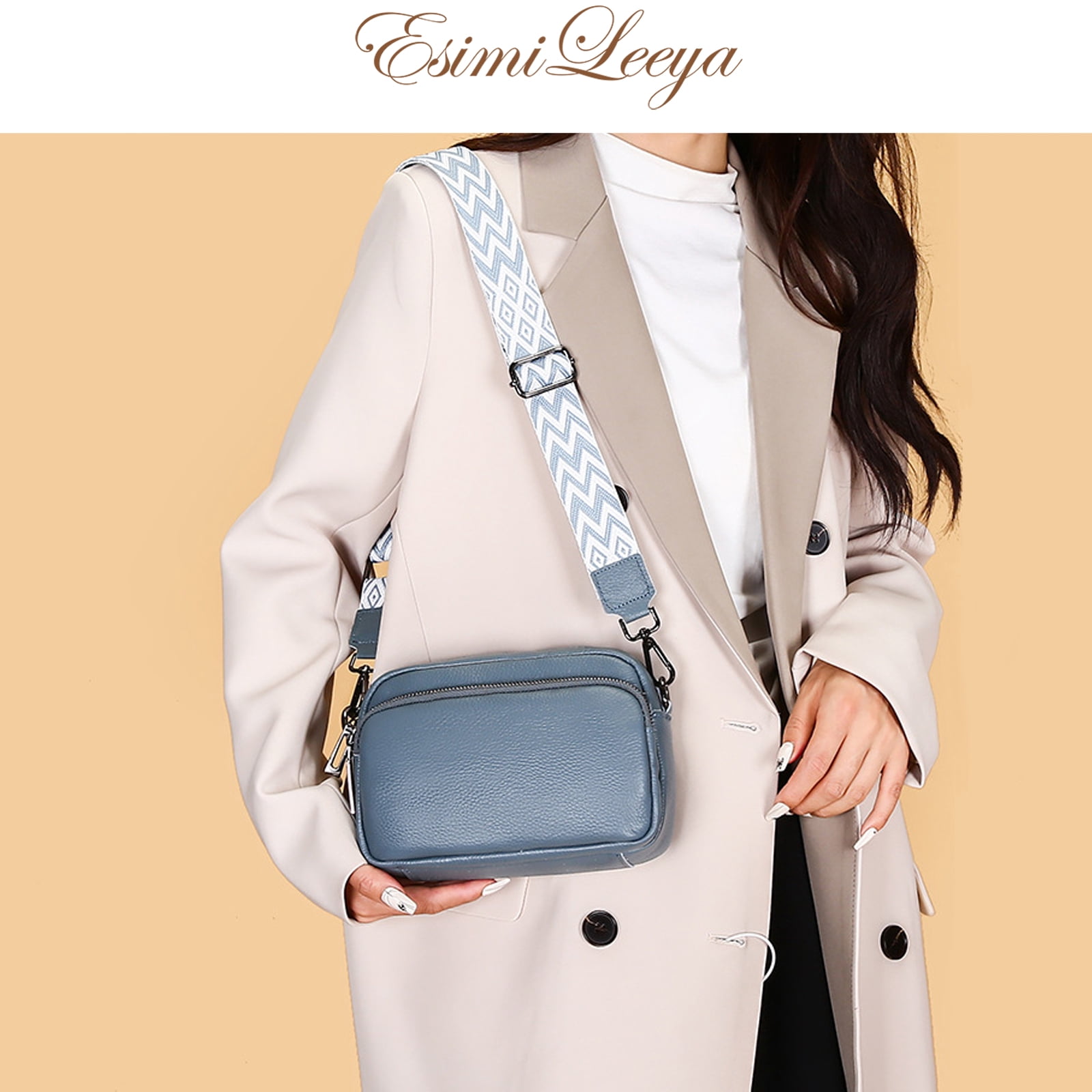 PORT&LOTUS Small Compact Genuine Leather Crossbody Bag for Women Real Leather Purses for Women with Shoulder for Women with Built in Wallet