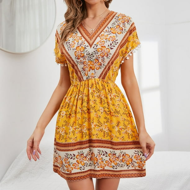 Walmart yellow floral dress cheap