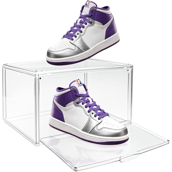 Clear Shoe Box, Acrylic Sneaker Display Case, Transparent Storage Box with Magnetic Door, Showcase for Cosmetic, Displays, Action Figures Collectibles