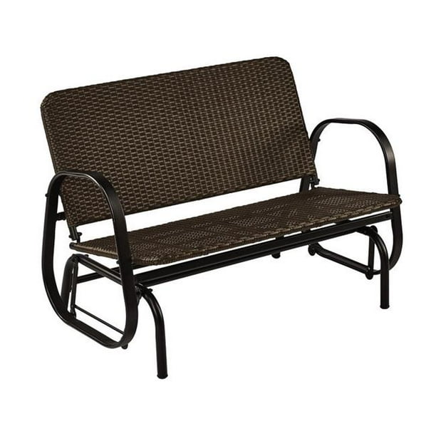 Living Accents 8798779 2Seat Steel Wicker Glider, Brown