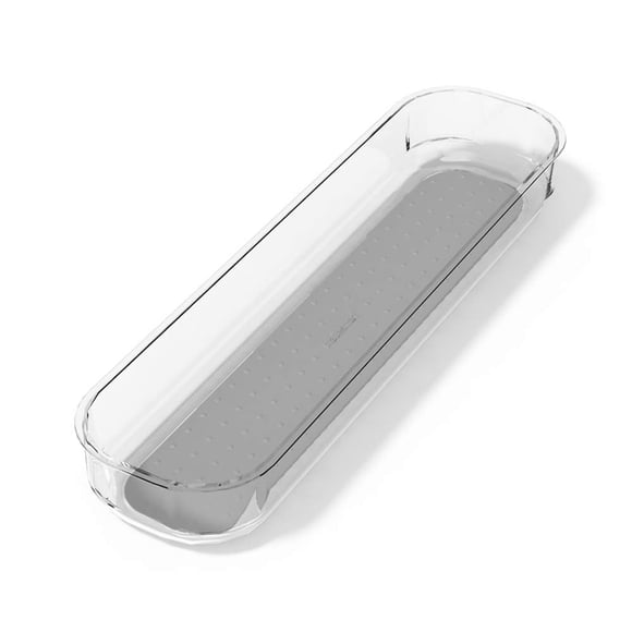 madesmart Organisateur de Tiroir en Plastique Transparent, 14.25 Pouces x 3.7 Pouces x 2 Pouces, Gris