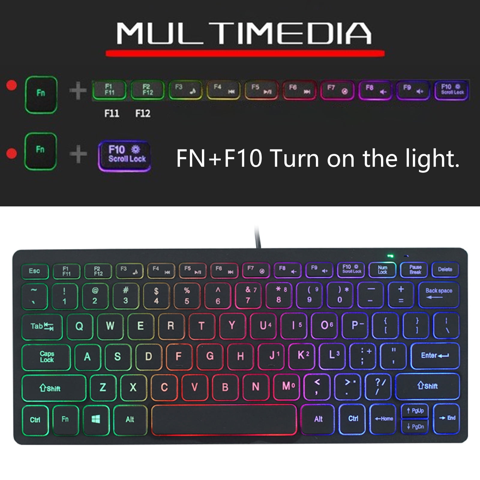 Thin Keyboard with Adjust LED Backlight Translucent Keycaps Quiet to Operate for Students and Professional