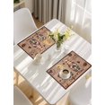 thumbnail image 5 of Farmhouse Coffee Time Placemats Set of 6, Vintage Gnomes Desserts Brown Wood Placemats for Dining Table, Place Mats for Kitchen Tabletop, Waterproof Wipeable Dining Table Mats Set, 5 of 9