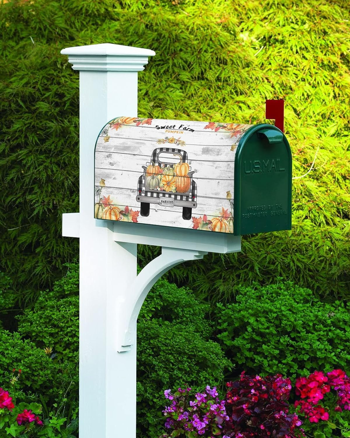 Mailbox Cover, Thanksgivingin Fall Farm Pumpkin Mailbox Wrap Magnetic Mailbox Covers for Garden Yard Outdoor Decoration,Farmhouse Home Mailbox Post Box Cover Wraps Standard Size 18"x21"