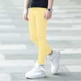 thumbnail image 2 of Kids Girls Stretch Pencil Skinny Pants Elastic Waist Trouser Bottoms Fall Winter Clothes 3-4 Years,Yellow NIEWTR, 2 of 2