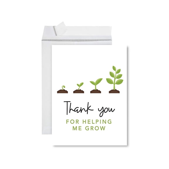 Koyal Wholesale Jumbo Teacher Appreciation Cards - Best Staff Creative Thank You Card with Envelope, Helping Me Grow