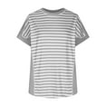 thumbnail image 5 of CQONEPT Clearance Striped Shirts for Women 2025 Crewneck Tunic Short Sleeve Tops Summer Loose Fit Comfy Color Block T-Shirt,Purple S-XXL, 5 of 10