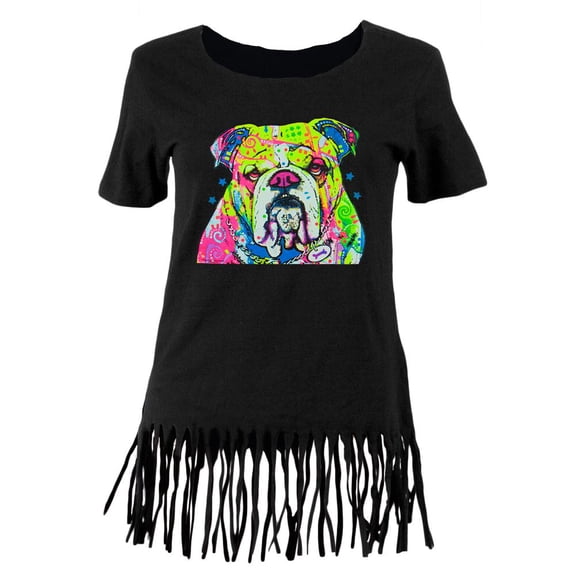The Bulldog Neon Black Light Juniors Fringe Top Black SM