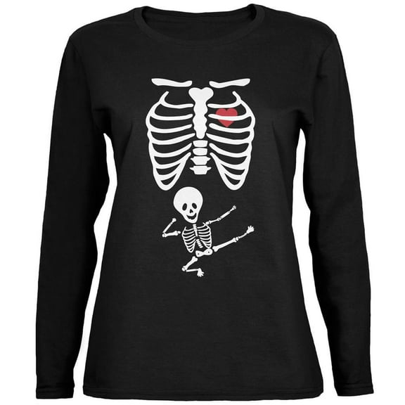 Old Glory Womens Kung Fu Halloween Skeleton Baby Long Sleeve T Shirt