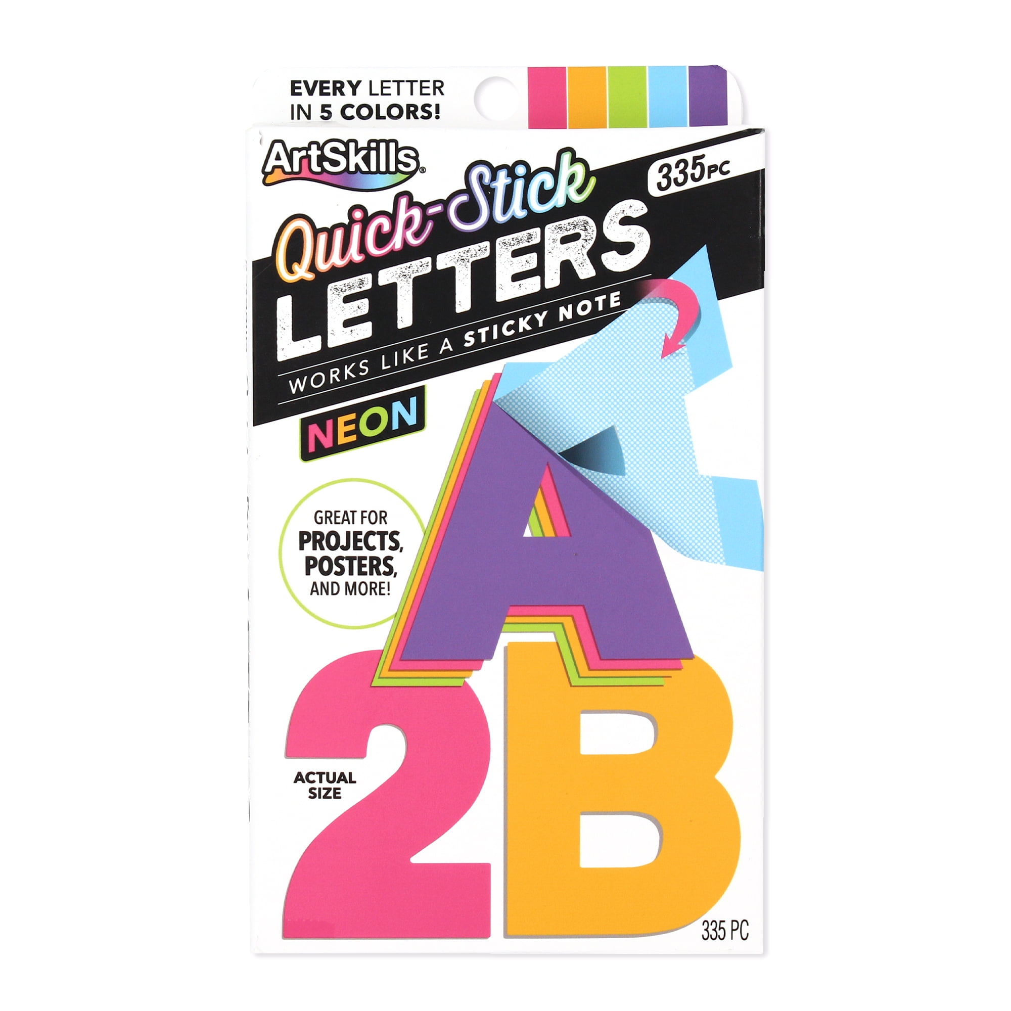 (4 pack) ArtSkills 2.5" Neon Paper Letters & Numbers, 335-Piece Set for Posters, Crafts & School Projects