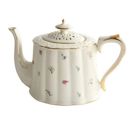 

French Retro Teapot Coffee Cup Set Gold Edge Cup Saucer Flower Big Teacup English Afternoon Tea Cup C