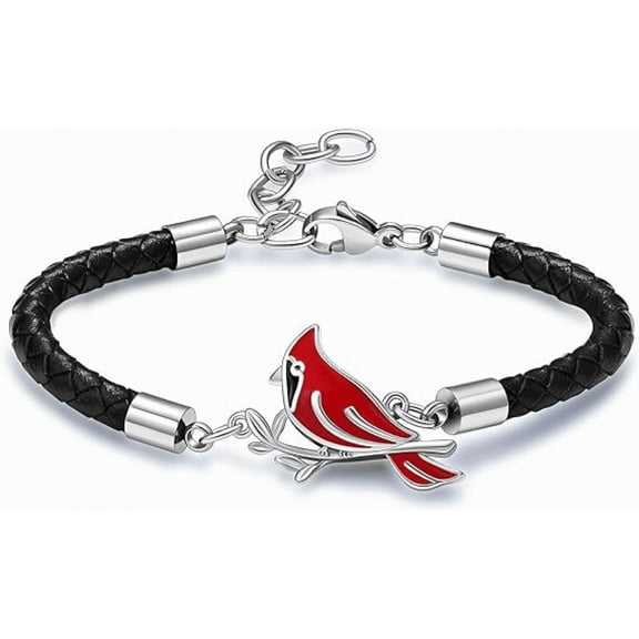 Red Cardinal Cremation Jewelry Urn Bracelet for Ashes for Women, Adjustable Memorial Bracelet Cremation Bracelet for Ashes Holder