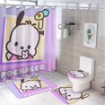 thumbnail image 1 of Pochacco-theme 4-Piece Shower Curtain Set with Rugs, Waterproof Bathroom Decor Set Includes Bath Mat, U-Shaped Rug, Toilet Lid Cover and Curtain with Hooks, 1 of 6