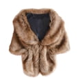 thumbnail image 2 of IROINNID Women's Winter Elegant Bridal Wedding Warm Faux-fur Long Shawl Stole Wrap Scarf,Brown, 2 of 5