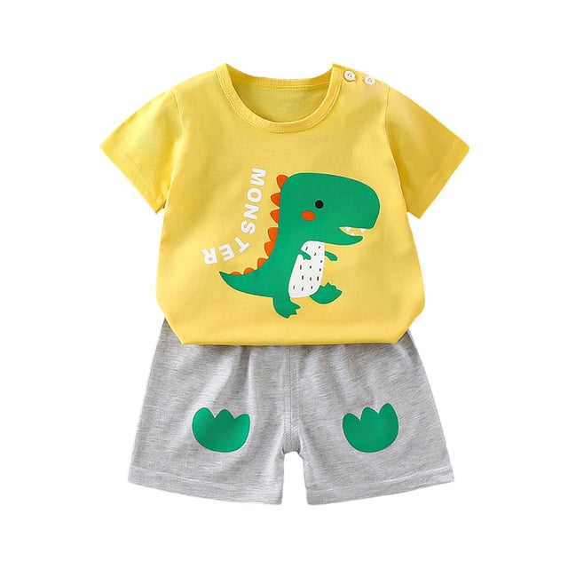 BOBOGOJP Ensembles de Pyjamas Garçon Courts Pyjama pour Tout-Petit Été 2 Pjs (Vert, 5-6 Ans)