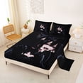 thumbnail image 2 of Erosebridal Traditional Japanese Girl Queen Sheet Sets,Kawaii Cartoon Kitten Bed Set For Kids 4pcs, 2 of 6