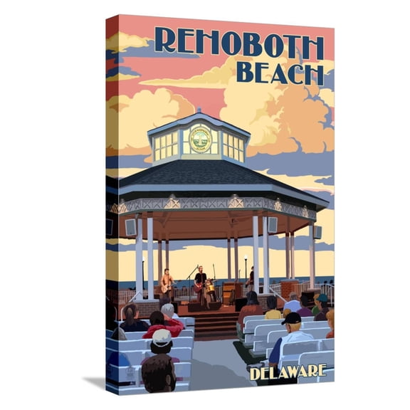 Art.com Rehoboth Beach, Delaware - Bandstand Stretched Canvas Print Wall Art by Lantern Press, 12" x 18"