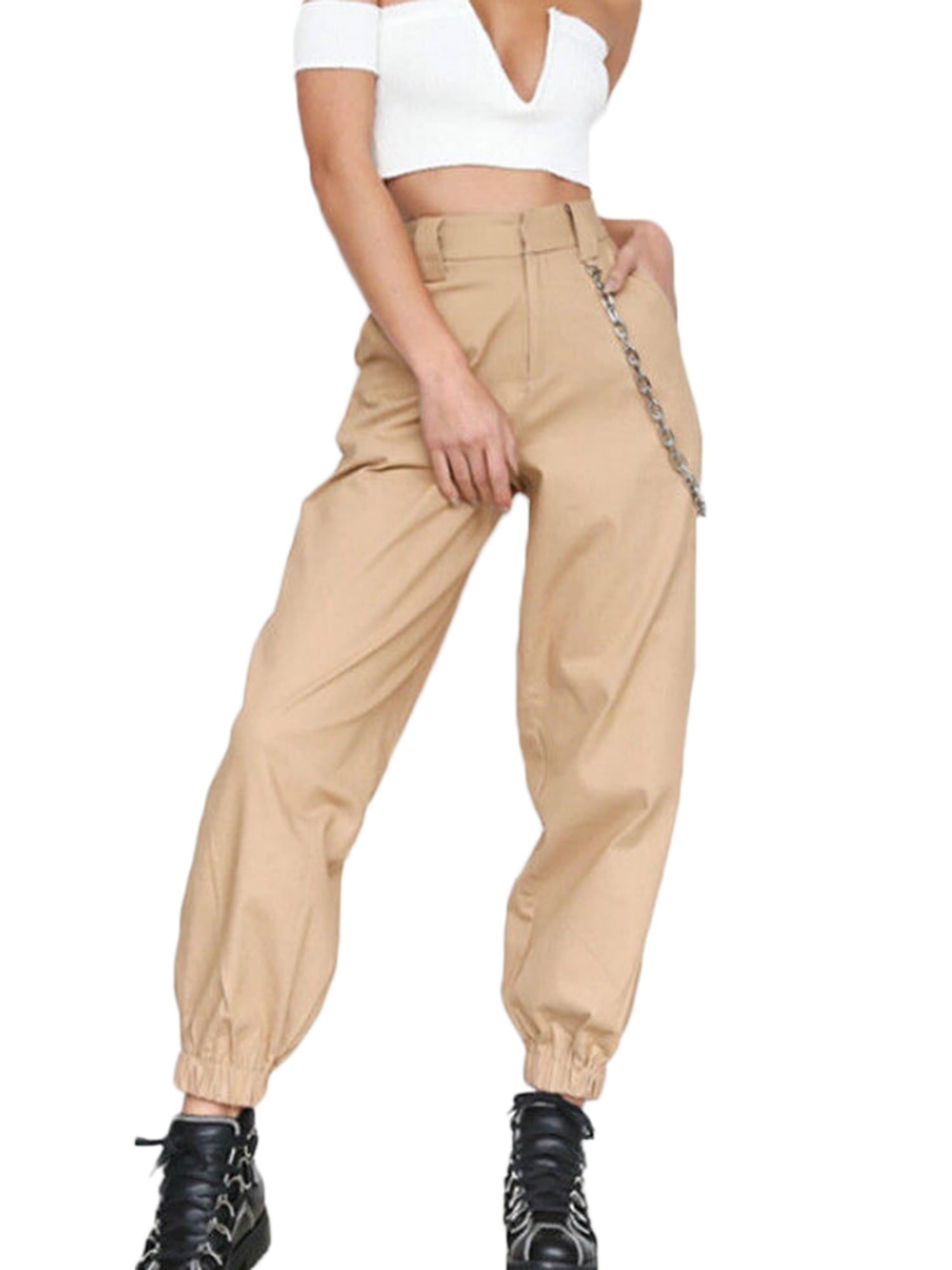 womens cargo pants beige