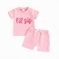 thumbnail image 4 of NOLDARES Toddler Baby Girl Summer Clothes 3 6 9 12 18 24 Months Cotton Outfits Short Sleeve Contrast T-Shirts Tops Shorts Sets(Red,6-12 Months), 4 of 4