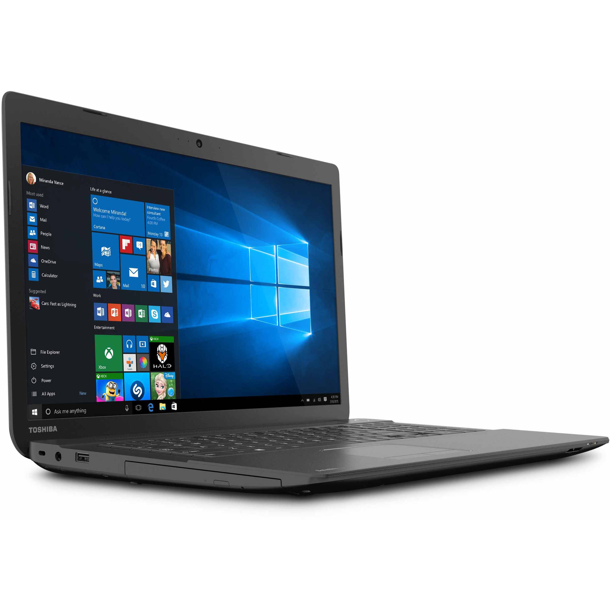 Toshiba Satellite C75D-B7320 - AMD A8 - 6410 / up to 2.4 GHz - Windows 10 Home - Radeon R5 - 6 GB RAM - 750 GB HDD - DVD SuperMulti - 17.3" 1600 x 900 (HD+) - textured resin in jet black - image 3 of 12