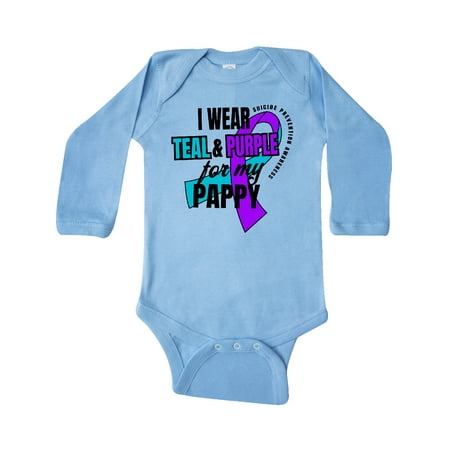 

Inktastic Suicide Prevention I Wear Teal and Purple for My Pappy Gift Baby Boy or Baby Girl Long Sleeve Bodysuit