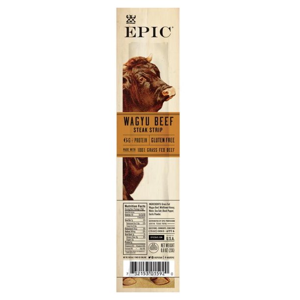 EPIC Wagyu Beef Steak Strips, GrassFed, Paleo Friendly, 20 ct, 0.8 oz