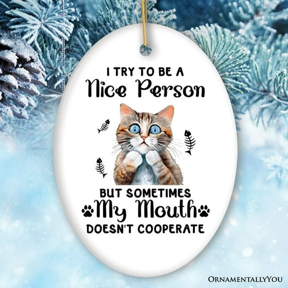 Funny Cat Trying to be a Nice Person, Cute and Funny Christmas Gift