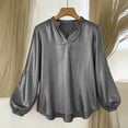 thumbnail image 6 of Homenesgenics Womens Tops Plus Size Spring Solid Color Party Gold Night Out Long Sleeve V-Neck Lace Collar Top Shirt Silver M, 6 of 9