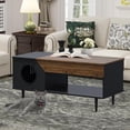 thumbnail image 1 of EDTara Modern 2-Tier Coffee Table Cat House, Hidden Cat Litter Box Enclosure Featuring Open Storage Shelf for a Versatile Living Room Solution, 1 of 7