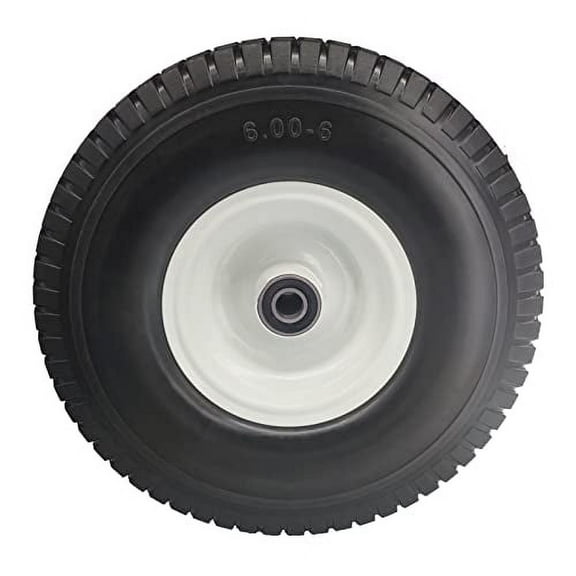 Flat Free Lawn Mower Tire 15x6.00-6 with 3/4 Bore, 3" Hub Flat Free Tire and Wheel 13x5x6 for Lawn Tractor Garden Trailer Zero Turn Lawnmower Replacement Parts
