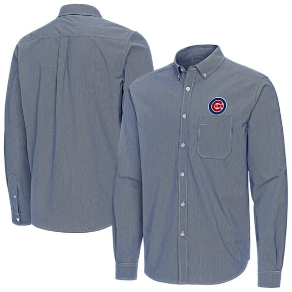 Men's Antigua Navy Chicago Cubs Porter Woven Long Sleeve Button-Down Shirt
