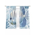thumbnail image 6 of Blue Coastal Fish Sheer Curtains for Living Room Bedroom Summer Ocean Flower Stripe Coral Sheer Curtains 63 Inch Long 2 Panels Set Light Filtering Curtain Window Treatments Drapes for Dining Room, 6 of 6