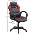 thumbnail image 4 of Modern Black & Red Fabric Office Chair with Adjustable Height & Armrest Cushions - Ergonomic Gaming & Work Comfort, 27"W x 28"D x 42"-46"H, 4 of 8