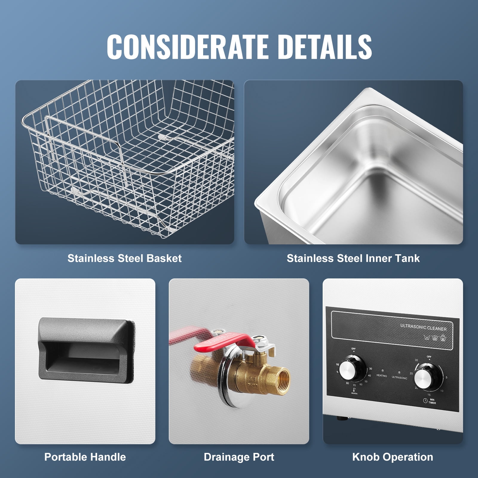 KFFKFF 10L Digital Ultrasonic Cleaning Device with Heating, Timing Functions & Basket, 240W Sonic Cleaner for Laboratory Instruments, Metal Components, Carburetors, Brass Items, Automotive & Engine
