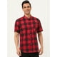 thumbnail image 3 of Camisa a cuadros para hombre, manga corta, informal, de corte regular, con botones, cuello en punta, camisas de vestir negro rojo M Unique Bargains Camisa, 3 of 6